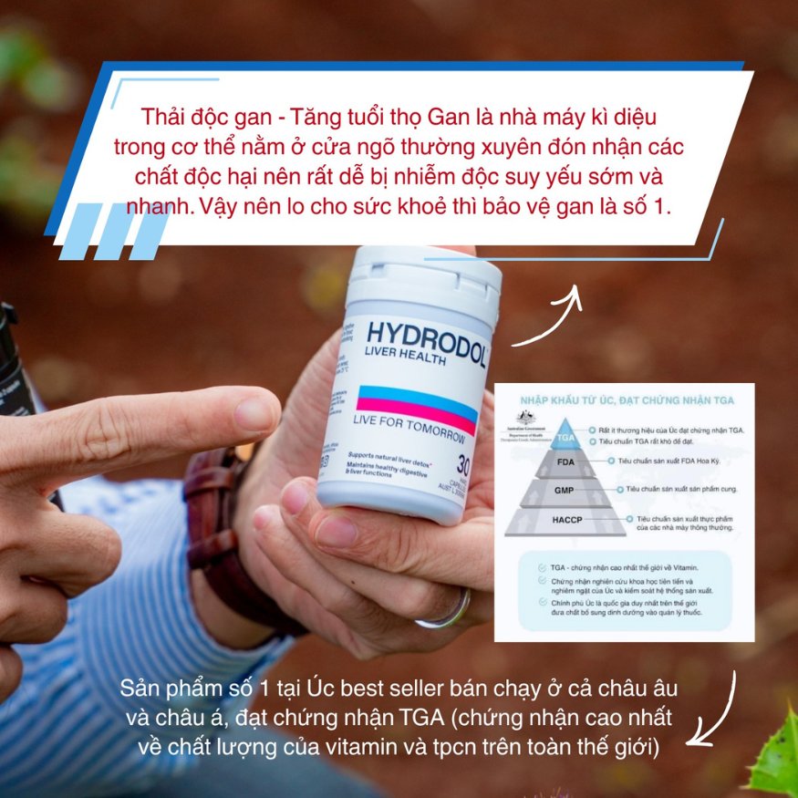 Hydrodol Viên Uống Liver Health  Bổ Gan Thải Độc Mát Gan 30 viên - Chính Ngạch Úc