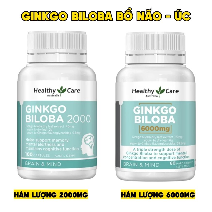 Healthy Care Viên Uống Bổ Não Ginkgo Biloba 6000mg 60 Viên - Chính Ngạch Úc