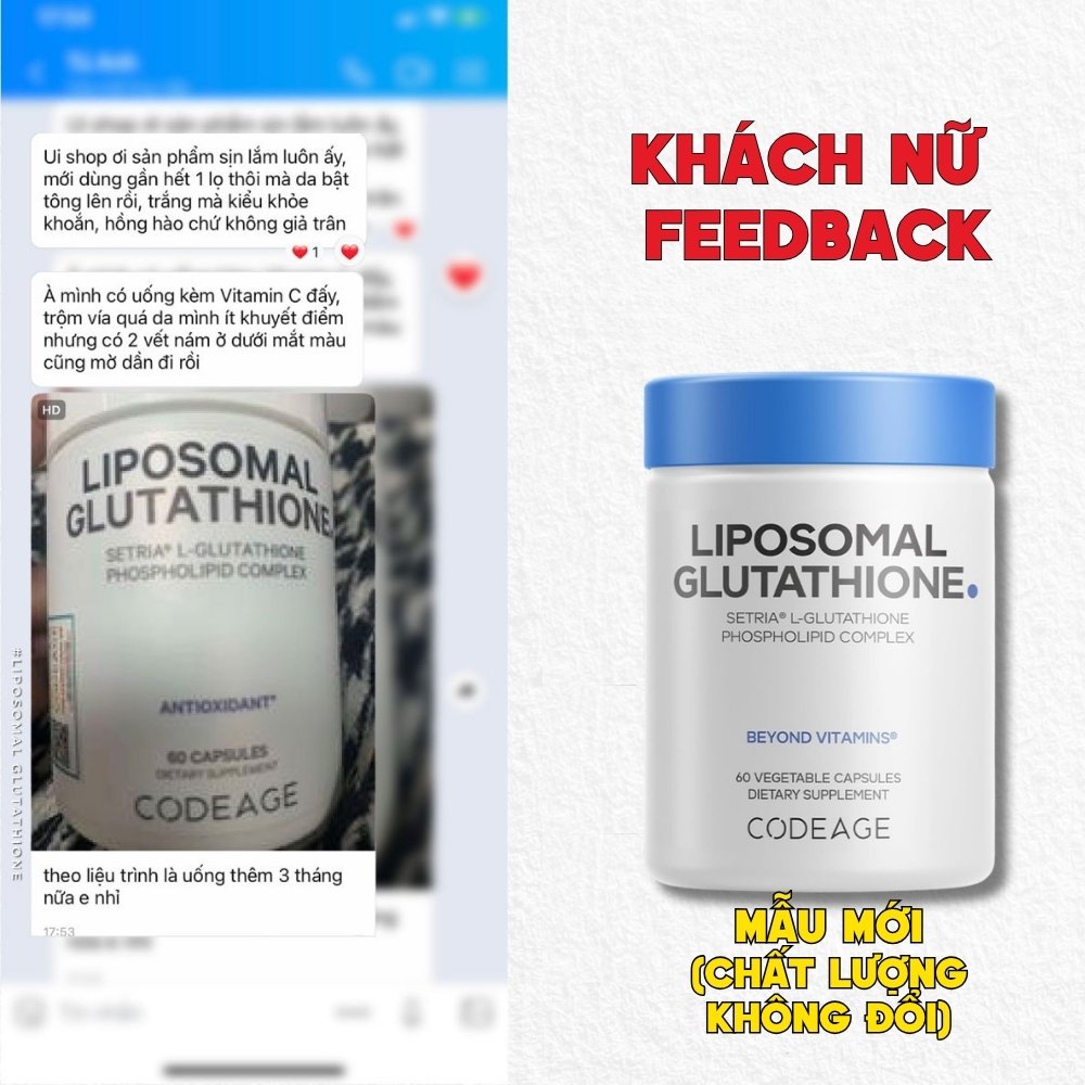 CodeAge Viên Uống Liposomal Glutathione 500mg 60 viên (Setria L-Glutathione) - Tinh Khiết Hơn