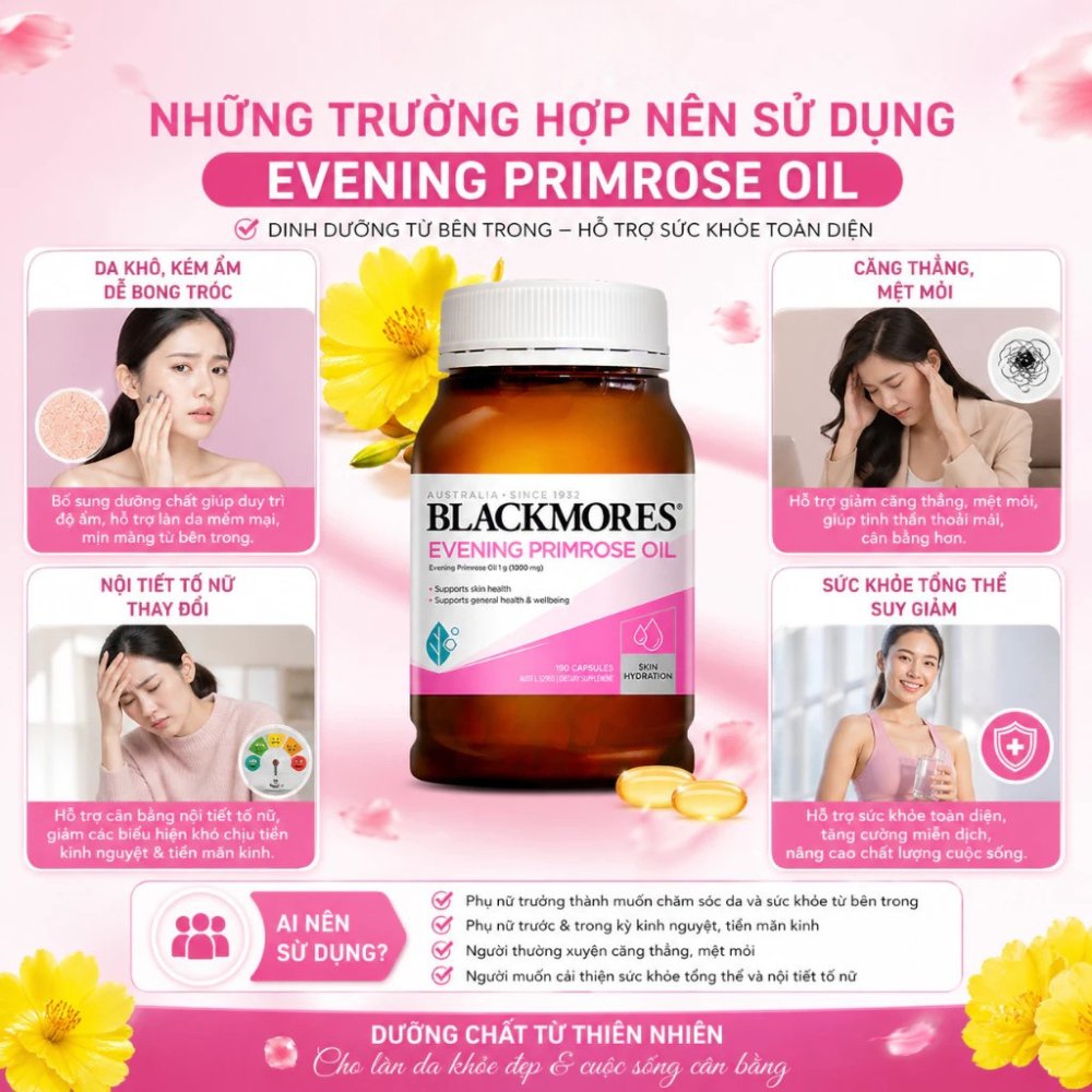 Tinh Dầu Hoa Anh Thảo Chiều Blackmores Evening Primrose Oil 190 Viên - Chính Ngạch
