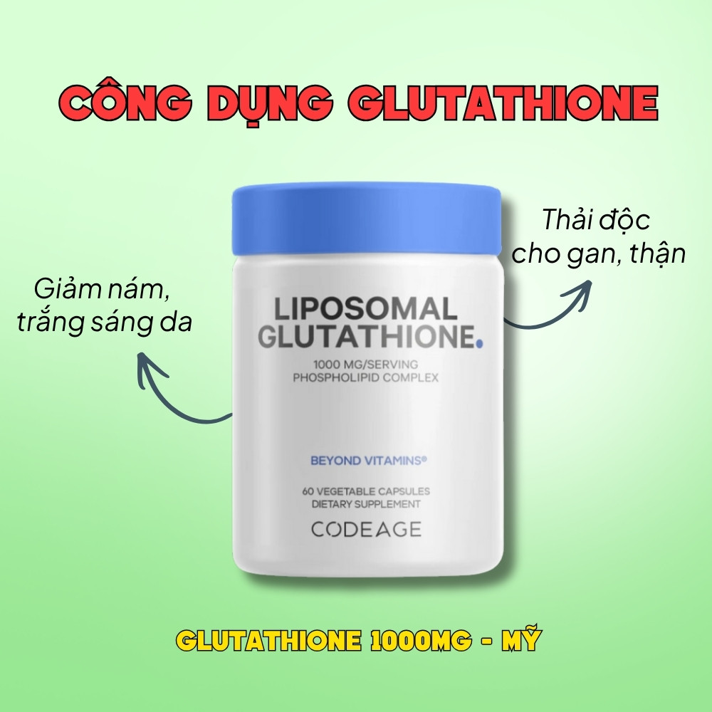 CodeAge Viên Uống Liposomal Glutathione 1000mg 60 Viên - Chính Ngạch Mỹ