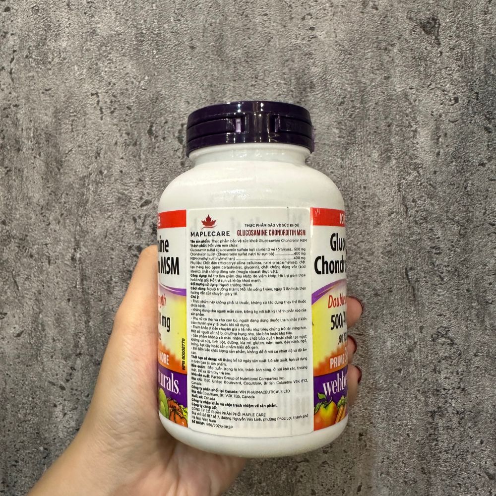 Webber Naturals Viên Uống Giảm Đau Khớp Và Sụn 120 Viên (Glucosamine Chondroitin MSM 500/400/400mg) - Chính Ngạch Canada