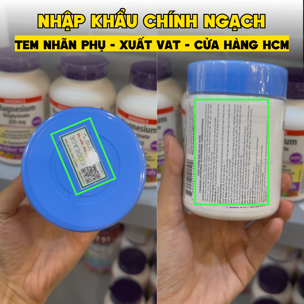CodeAge Viên Uống Liposomal Glutathione 1000mg 60 Viên - Chính Ngạch Mỹ
