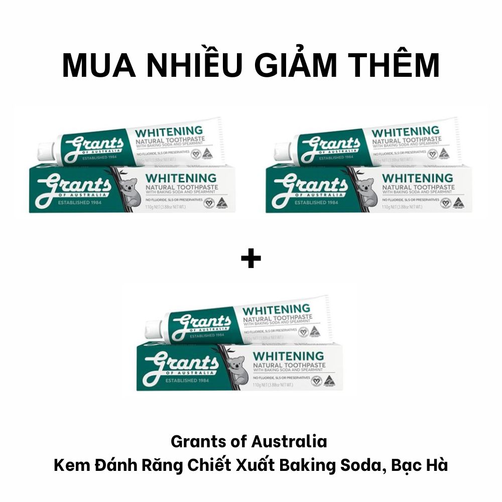 Grants of Australia Kem Đánh Răng Chiết Xuất Baking Soda, Bạc Hà 110g