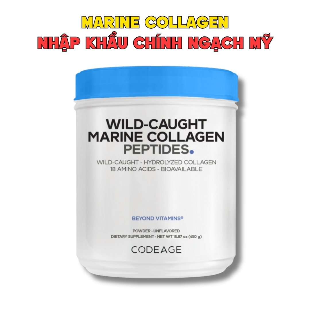 Codeage Bột Collagen Marine Collagen 450g - Nhập Khẩu Chính Ngạch Mỹ