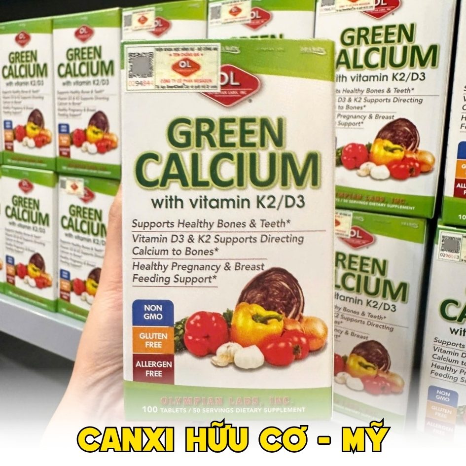 Olympian Labs Viên Uống Bổ Sung Canxi Hữu Cơ Green Calcium 100 viên - Nhập Khẩu Chính Ngạch Mỹ