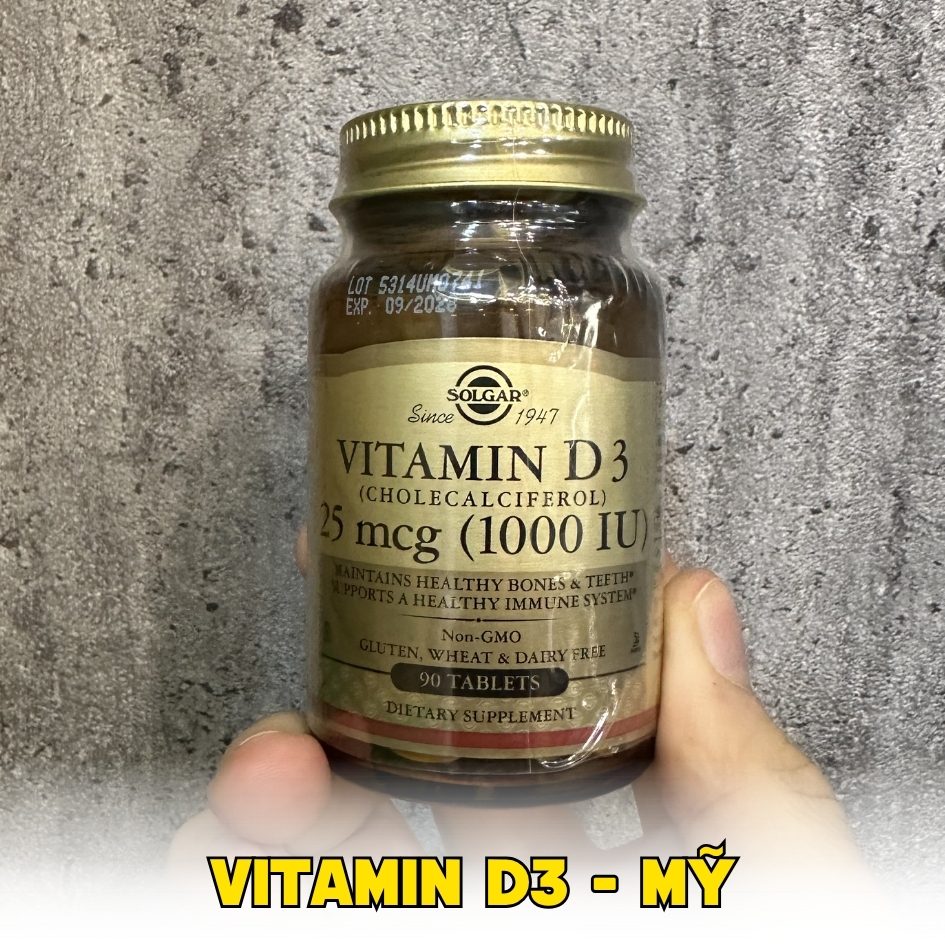 Solgar Viên Uống Bổ Sung Vitamin D3 1000 IU Giúp Xương Chắc Khỏe, Tăng Cường Miễn Dịch 90 Viên
