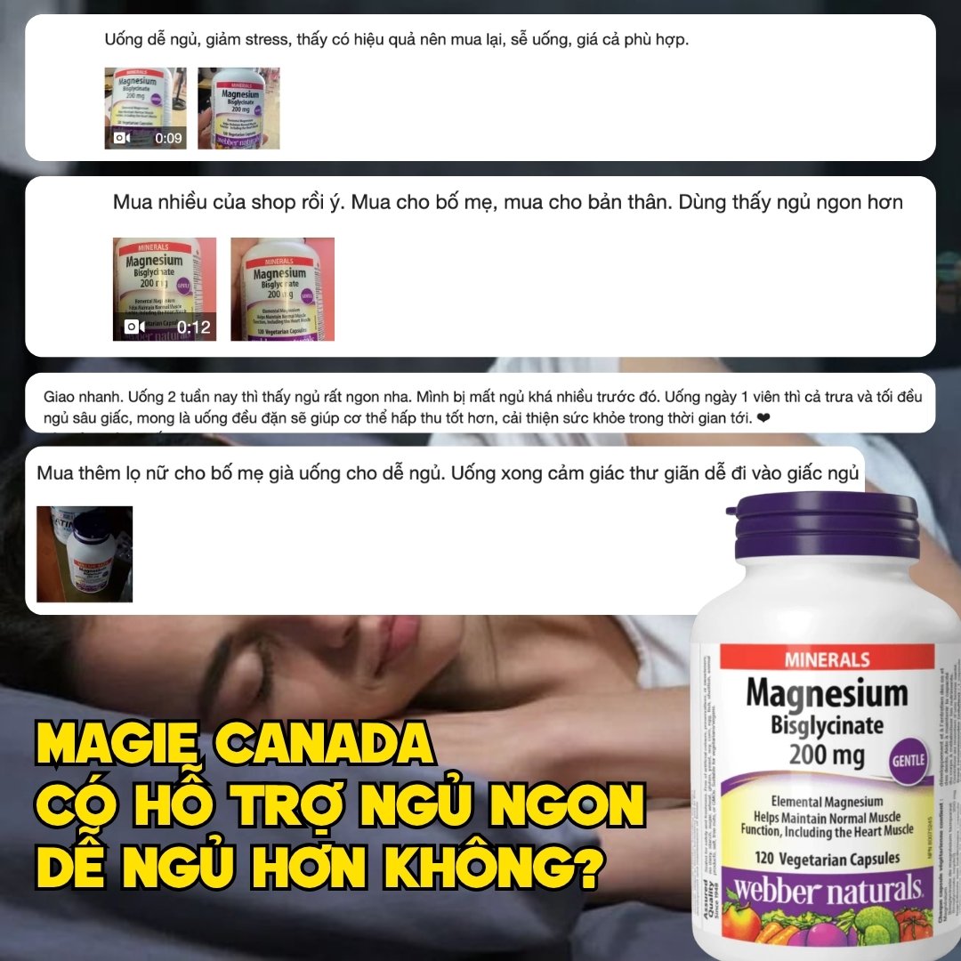 Webber Naturals Viên Uống Magie Magnesium Bisglycinate 200mg - Chính Ngạch Canada, Xuất VAT