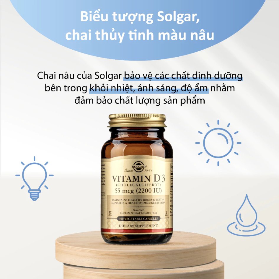 Solgar Viên Uống Bổ Sung Vitamin D3 2200 IU 100 Viên  - Chính Ngạch Mỹ