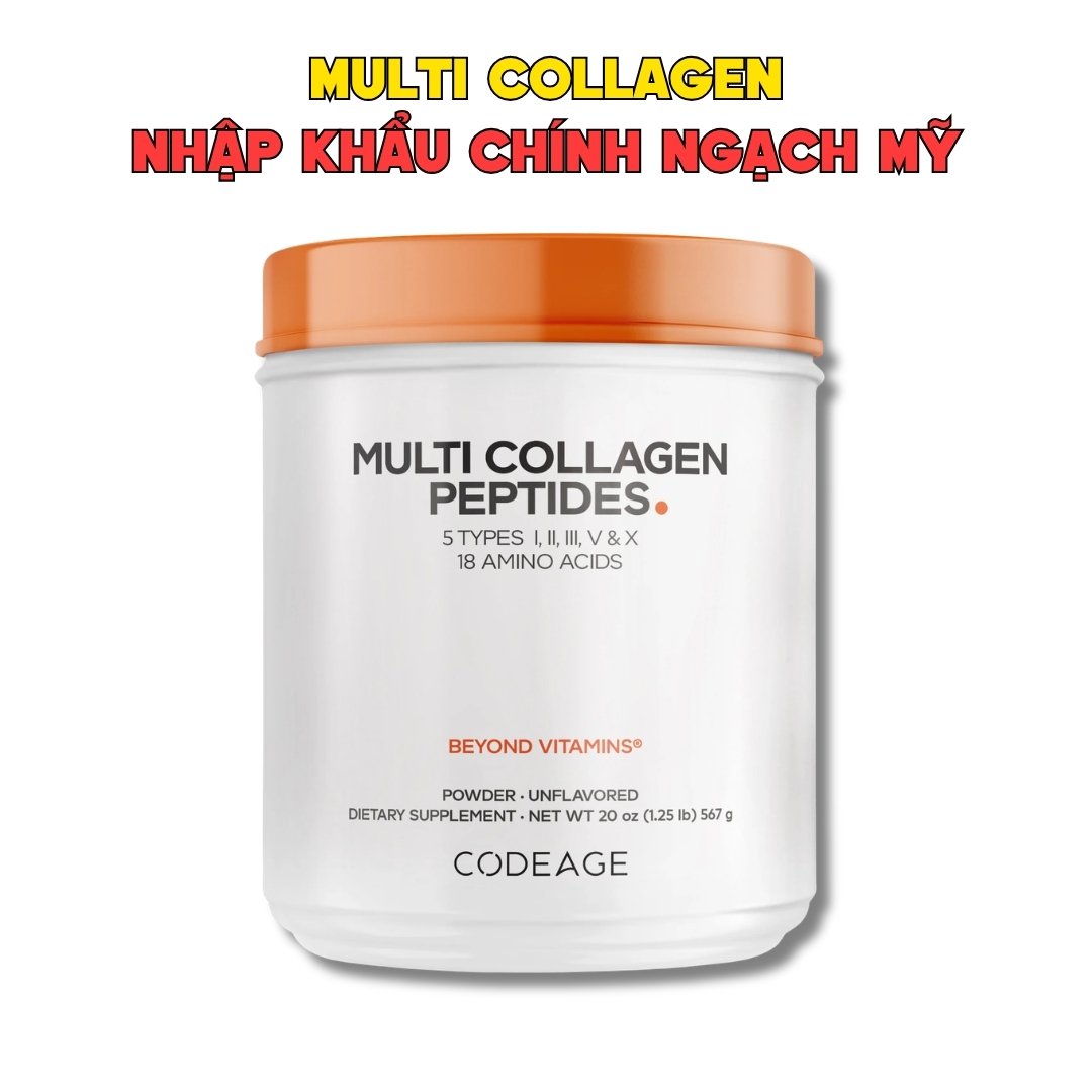 Codeage Bột Collagen Hydrolyzed Multi Collagen 567g - Nhập Khẩu Chính Ngạch Mỹ