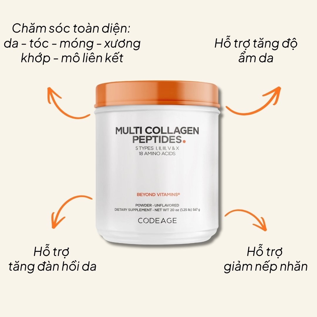 Codeage Bột Collagen Hydrolyzed Multi Collagen 567g - Nhập Khẩu Chính Ngạch Mỹ