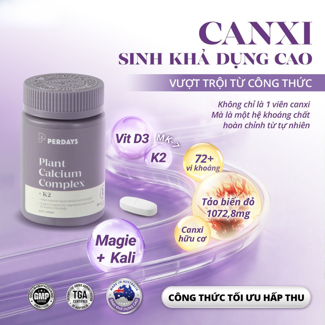 Perdays Viên Uống Canxi Hữu Cơ (Từ Tảo Biển Đỏ) 60 Viên - Chính Ngạch Úc