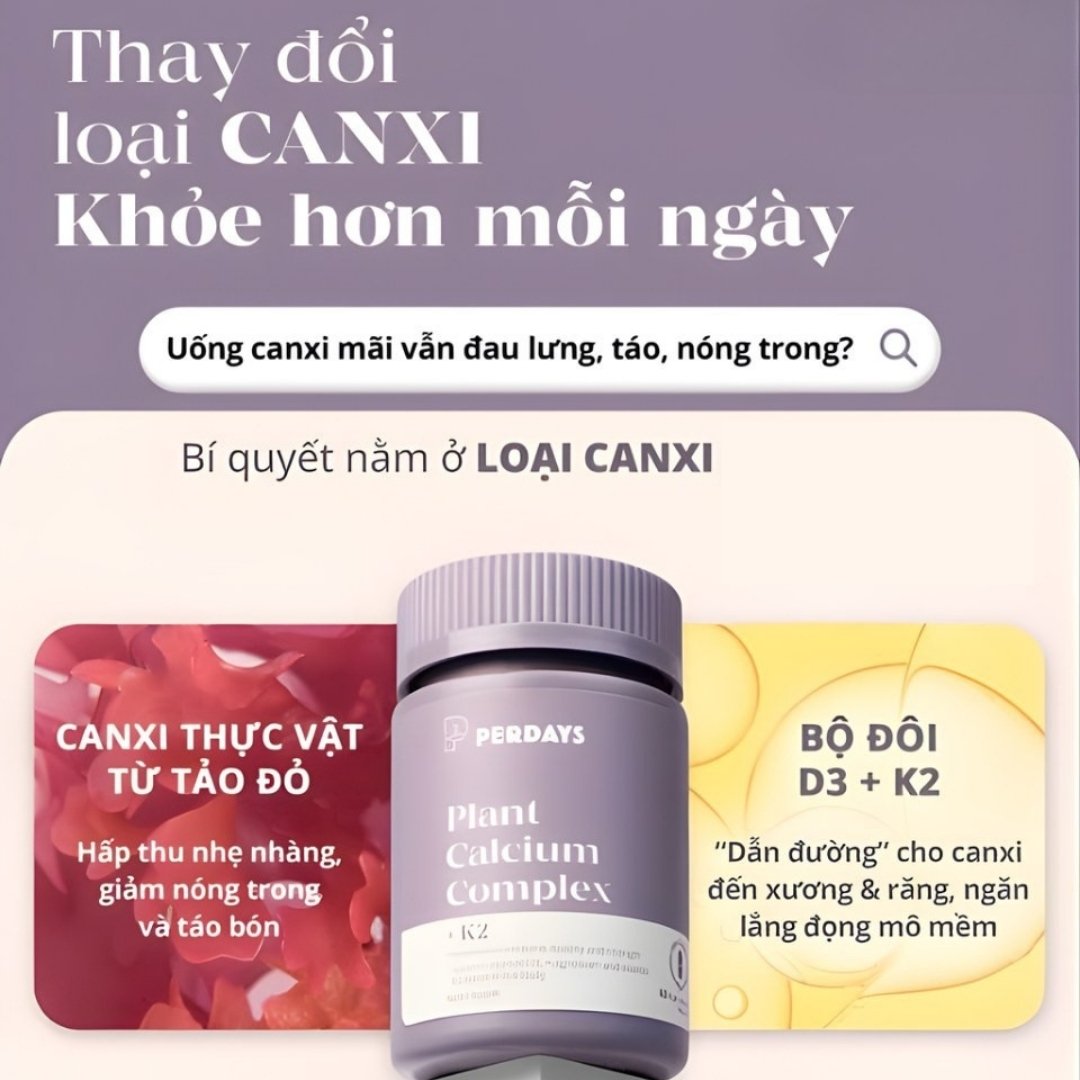 Perdays Viên Uống Canxi Hữu Cơ (Từ Tảo Biển Đỏ) 60 Viên - Chính Ngạch Úc