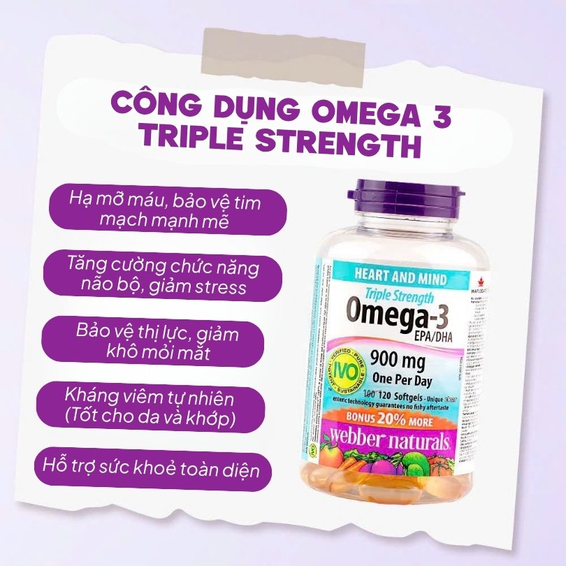 Combo 2 Hộp Magie Và Omega 3 (Webber Naturals - Canada) - Đều 120 Viên, Chính Ngạch