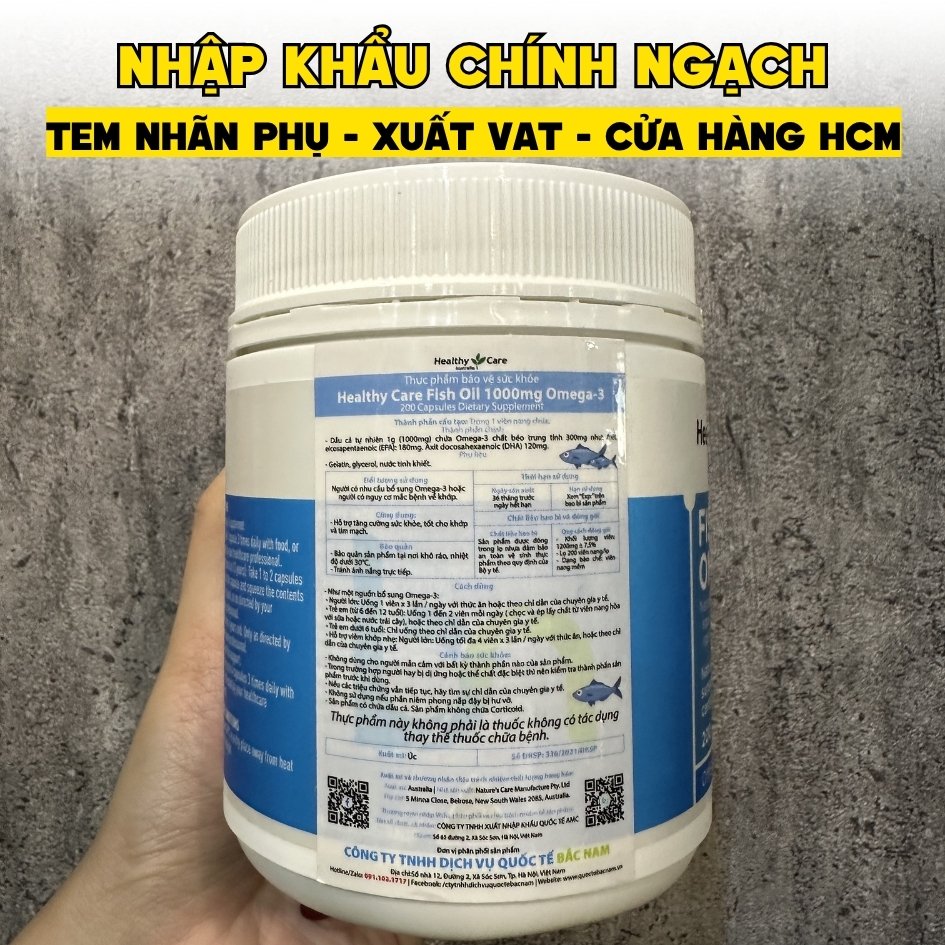 Healthy Care Viên Dầu Cá Bổ Sung Omega 3 Fish Oil 1000mg, Dùng Được Cho Trẻ - Chính Ngạch Úc