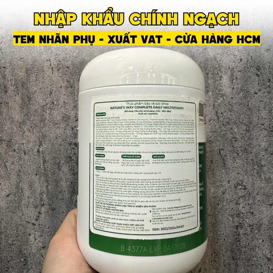Nature’s Way Viên Uống Vitamin Tổng Hợp Complete Daily Multivitamin 100 Viên - Chính Ngạch Úc