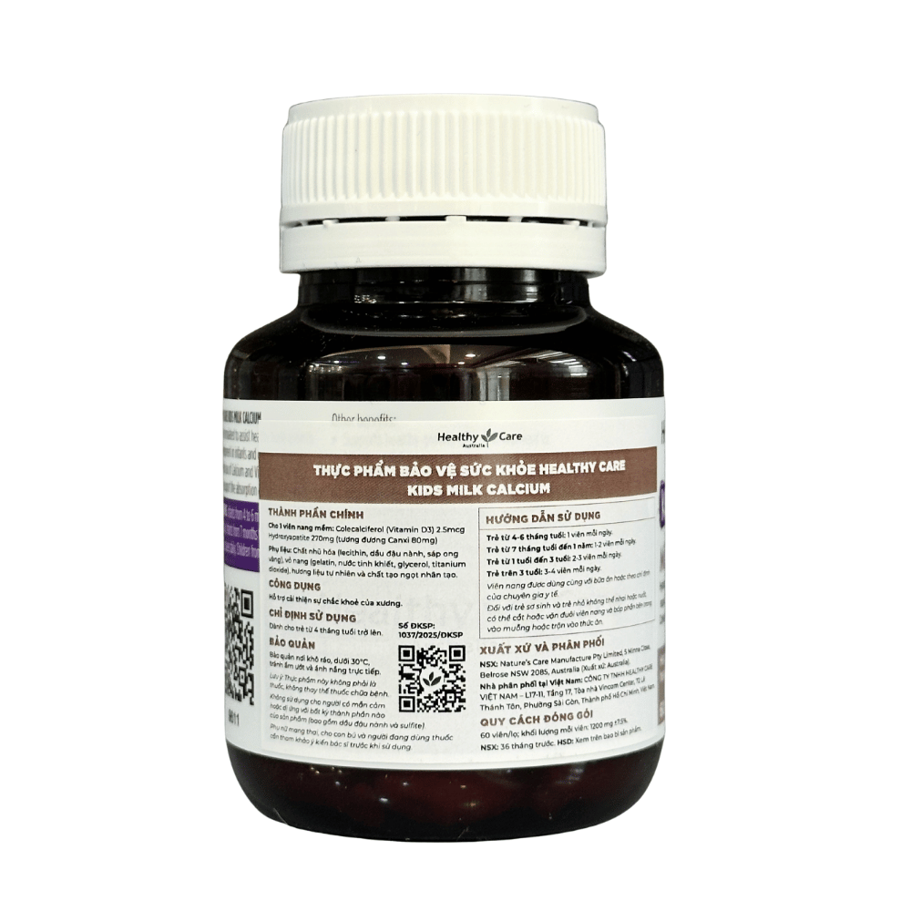 Healthy Care Bổ Sung Canxi Cho Trẻ Trên 4 Tháng Tuổi Milk Calcium 60 Viên (Chính Hãng)