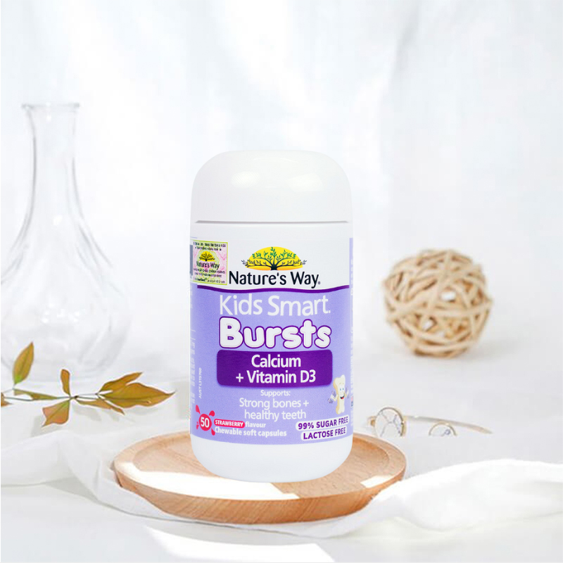 Nature’s Way Viên Uống Bổ Sung Canxi Kids Smart Calcium + Vitamin D3 Burstlets 50 Viên