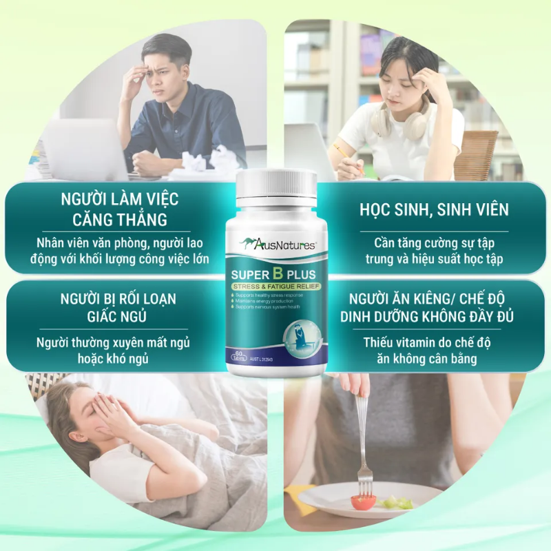 AusNatures Viên Uống Super B Plus Hỗ Trợ Duy Trì Năng Lượng, Giảm Stress 60 Viên