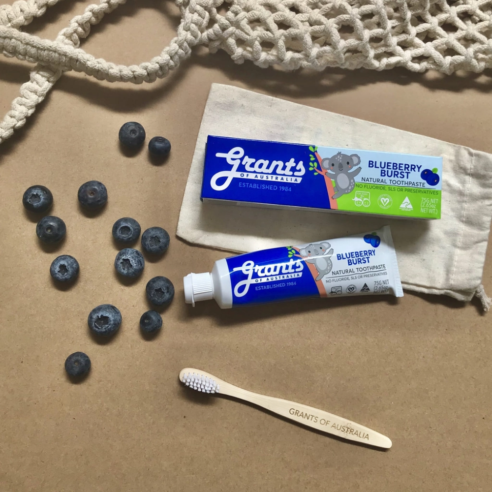 Combo 5 Tuýp Grants of Australia Kem Đánh Răng Hữu Cơ Cho Bé Vị Việt Quất Blueberry 75g