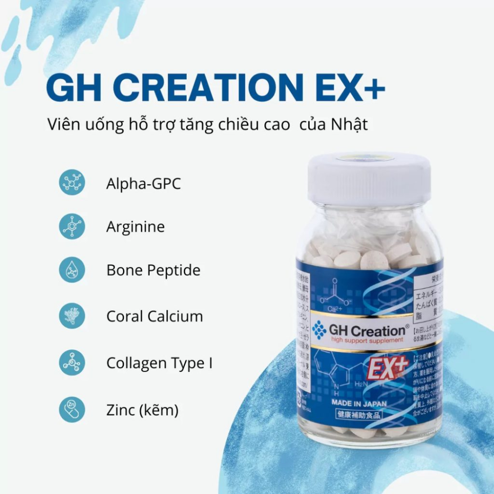 GH Creation Viên Uống Hỗ Trợ Tăng Chiều Cao Nhật Bản Ex+ 270 viên - Hàng Nhập Khẩu Chính Ngạch