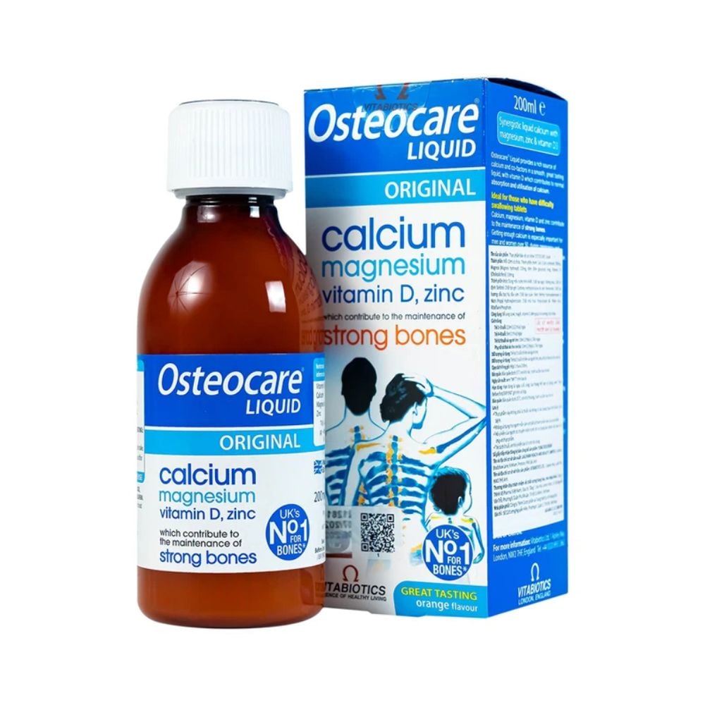 Combo 2 Chai Vitabiotics Siro Bổ Sung Canxi, Magie, Vitamin D Và Kẽm Giúp Xương Chắc Khỏe Osteocare Chai 200ml