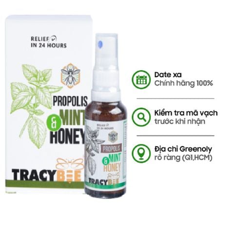 Combo 2 Chai Tracybee Xịt Keo Ong Xanh Vị Bạc Hà Hỗ Trợ Cải Thiện Viêm Họng, Ho 30ml