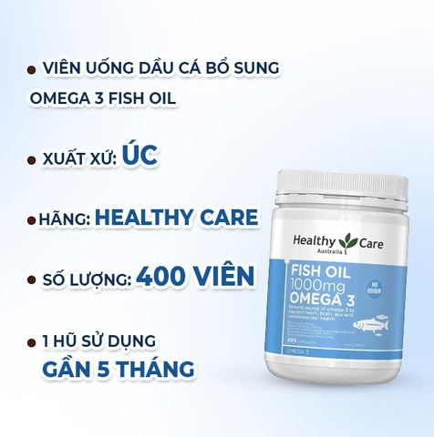 Healthy Care Viên Dầu Cá Bổ Sung Omega 3 Fish Oil 1000mg