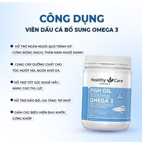 Healthy Care Viên Dầu Cá Bổ Sung Omega 3 Fish Oil 1000mg