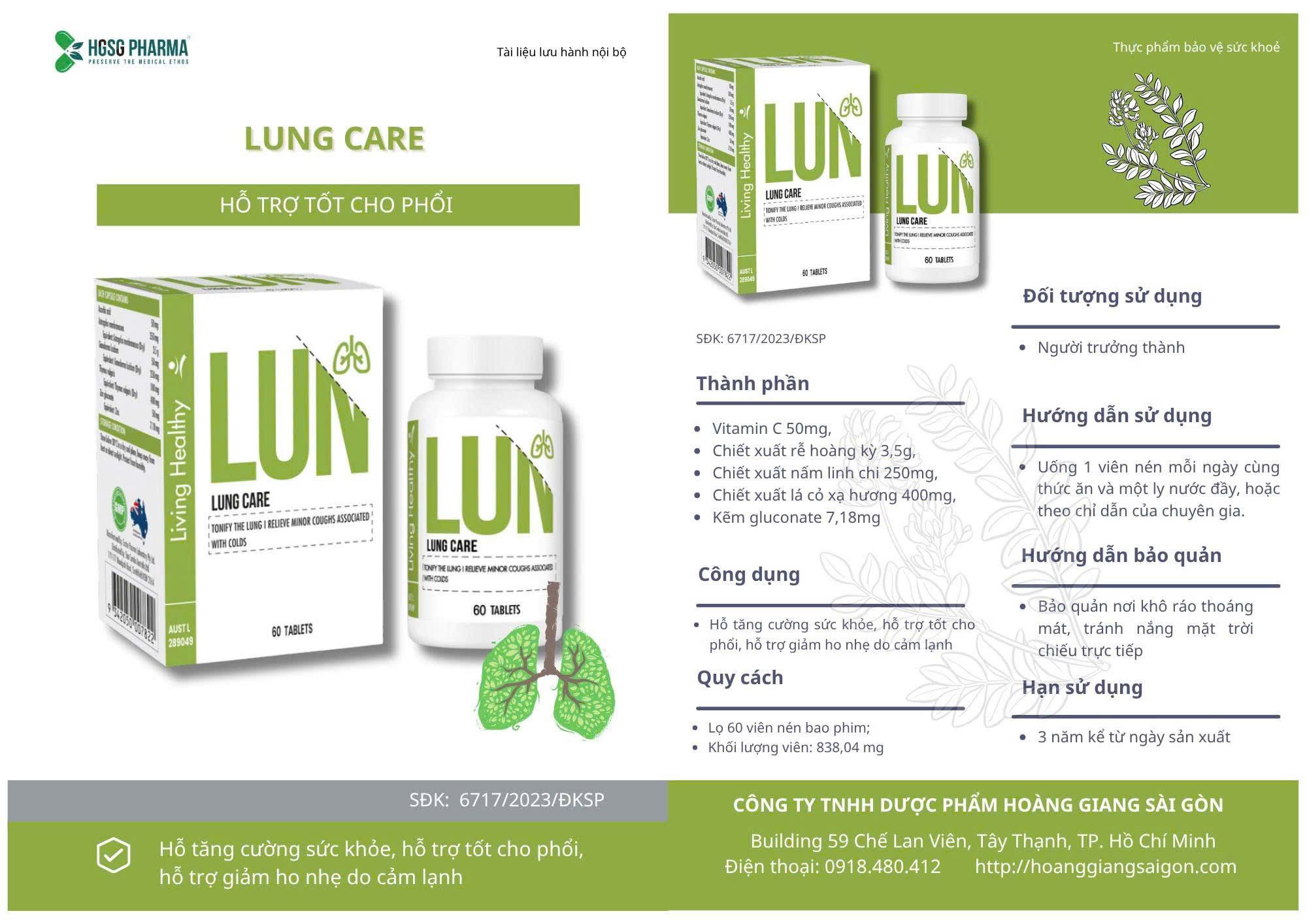 Living Healthy Viên Uống Lung Care Hỗ Trợ Tốt Cho Phổi, Giảm Ho 60 Viên