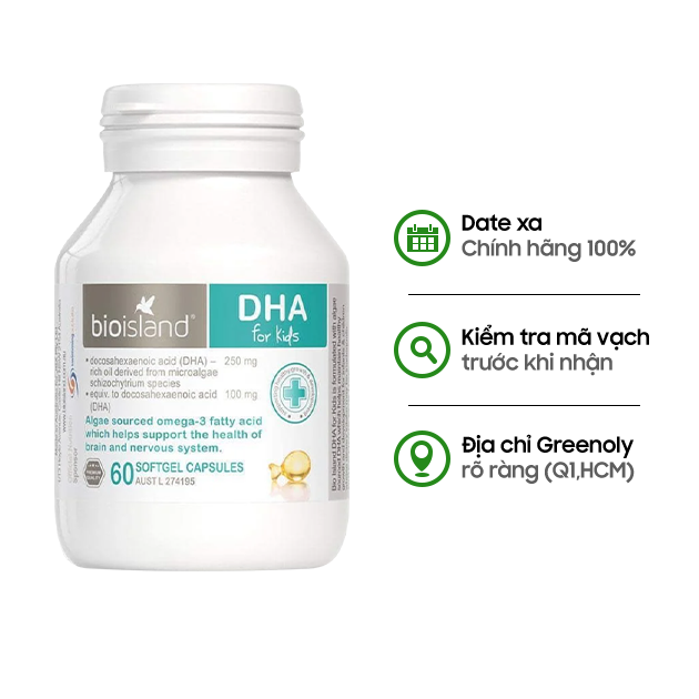 Bio Island Viên Uống Bổ Sung DHA Cho Trẻ 60 Viên