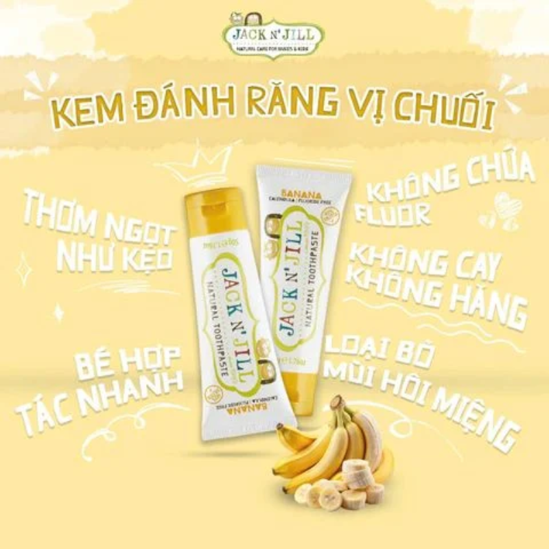 Kem Đánh Răng Cho Bé Jack N Jill Natural Toothpaste Vị Chuối 50g