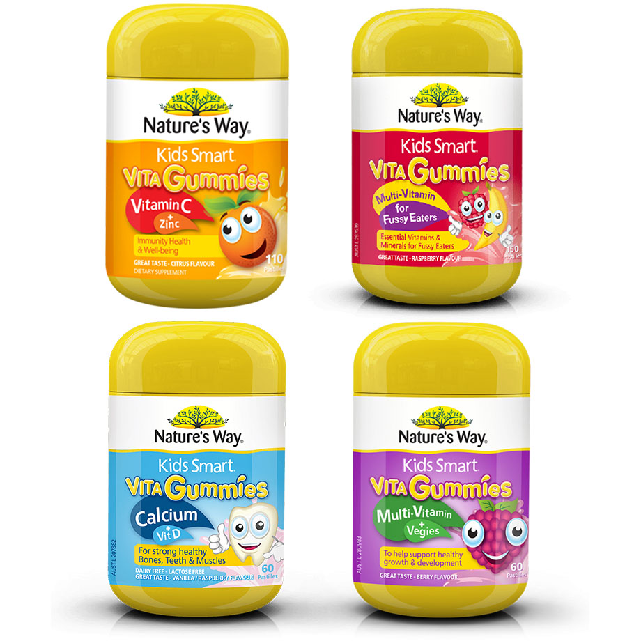 Nature's Way Kẹo Bổ Sung Vitamin D Và Canxi Cho Trẻ Kids Smart Vita Gummies Calcium 60 Viên