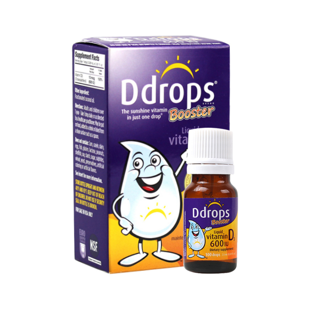 Kids Ddrops Booster Dung Dịch Uống Vitamin D3 600IU Hỗ Trợ Phát Triển Xương Và Tăng Cường Miễn Dịch Cho Trẻ Em