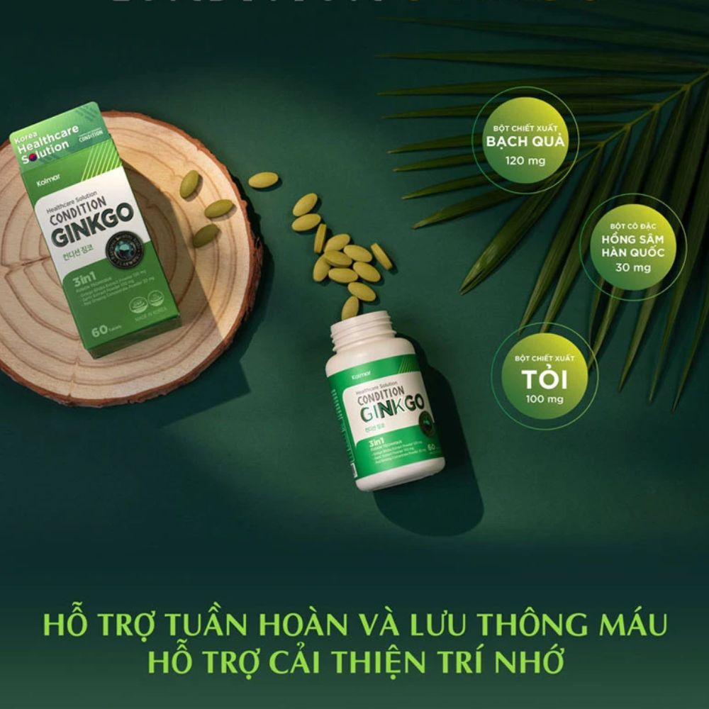 Kolmar Viên Uống Hỗ Trợ Não Và Tăng Cường Trí Nhớ Condition Ginkgo 60 Viên