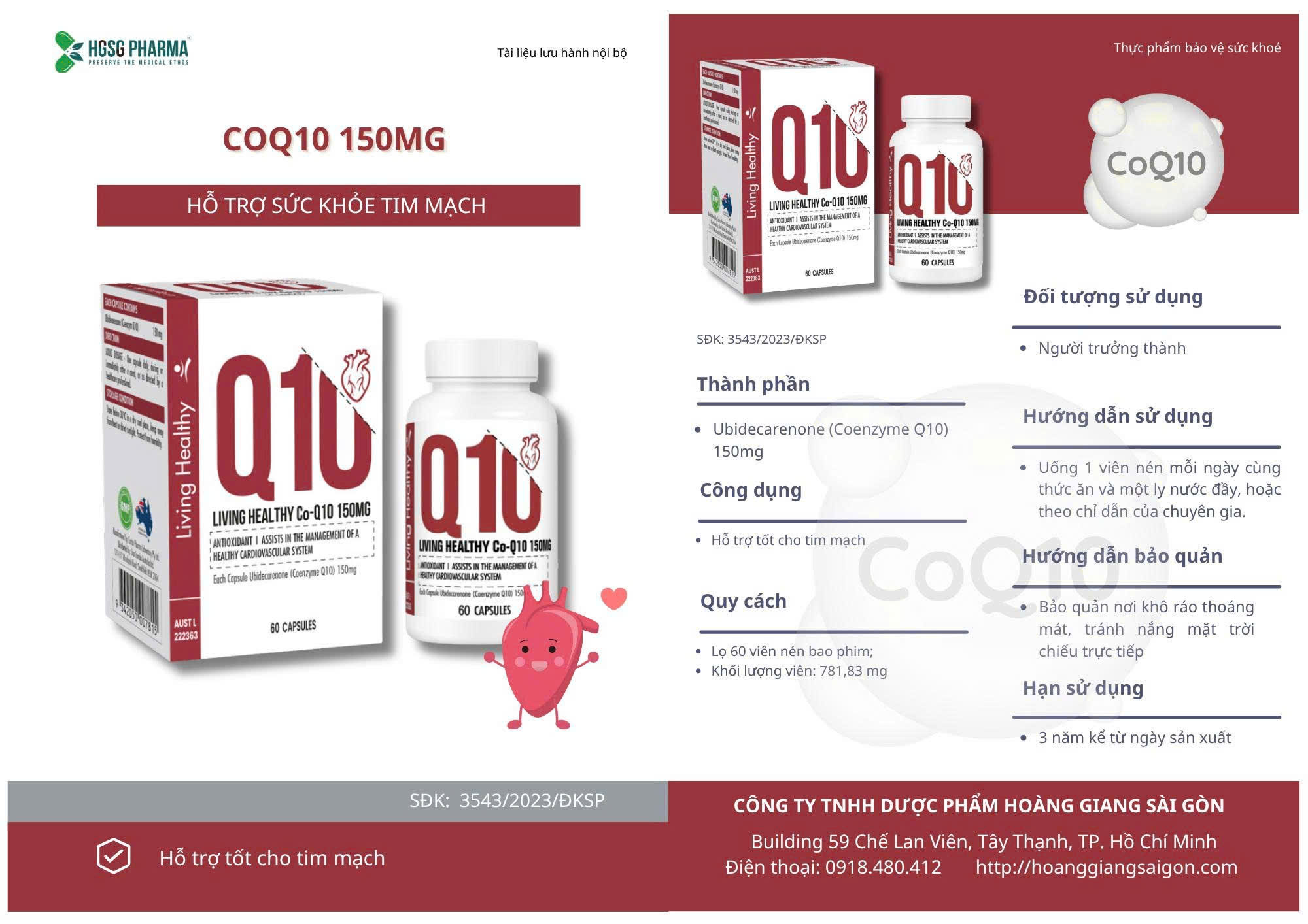 Living Healthy Viên Uống COQ10 150mg Hỗ Trợ Sức Khỏe Tim Mạch 60 Viên