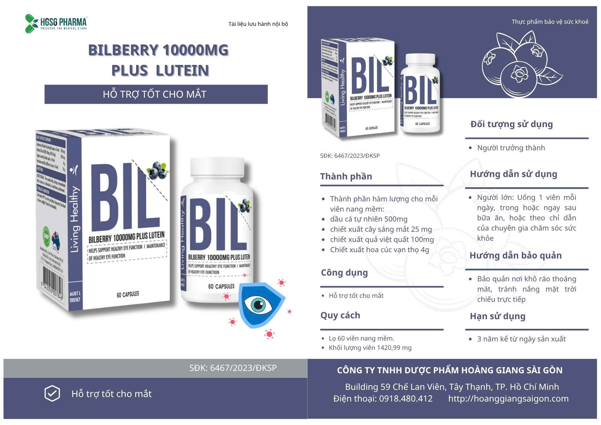 Living Healthy Viên Uống Bilberry 10000mg Plus Lutein Hỗ Trợ Tốt Cho Mắt 60 Viên