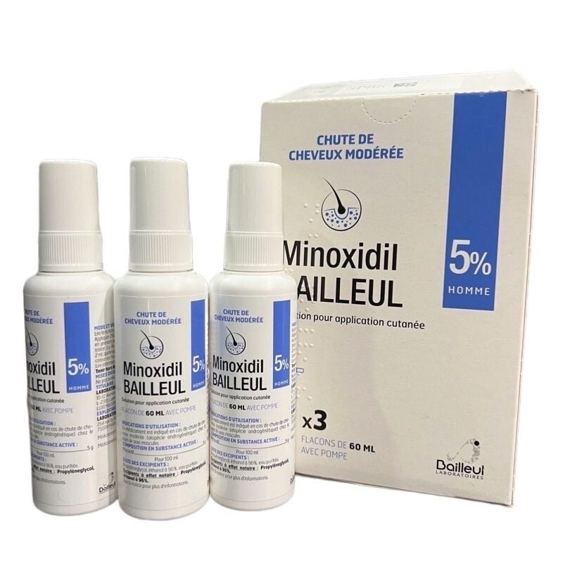 Bailleul Dung Dịch Kích Thích Mọc Tóc Minoxidil 5% 60ml x 3 Lọ