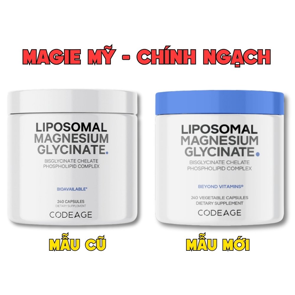 Codeage Viên Uống Liposomal Magnesium Magie Glycinate Hữu Cơ 240 Viên - Chính Ngạch Mỹ, Xuất VAT