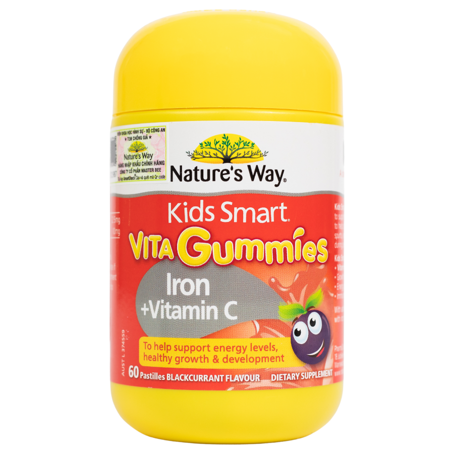 Nature’s Way Kẹo Dẻo Bổ Sung Sắt Hữu Cơ Và Vitamin C Cho trẻ Kids Smart Vita Gummies Iron + Vitamin C 60 Viên