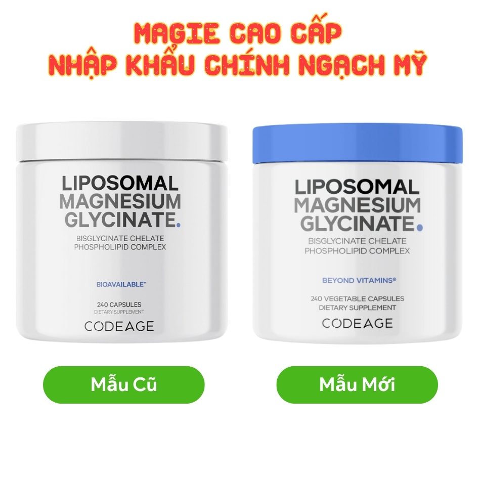Codeage Viên Uống Liposomal Magnesium Magie Glycinate Hữu Cơ 240 Viên - Chính Ngạch Mỹ, Xuất VAT