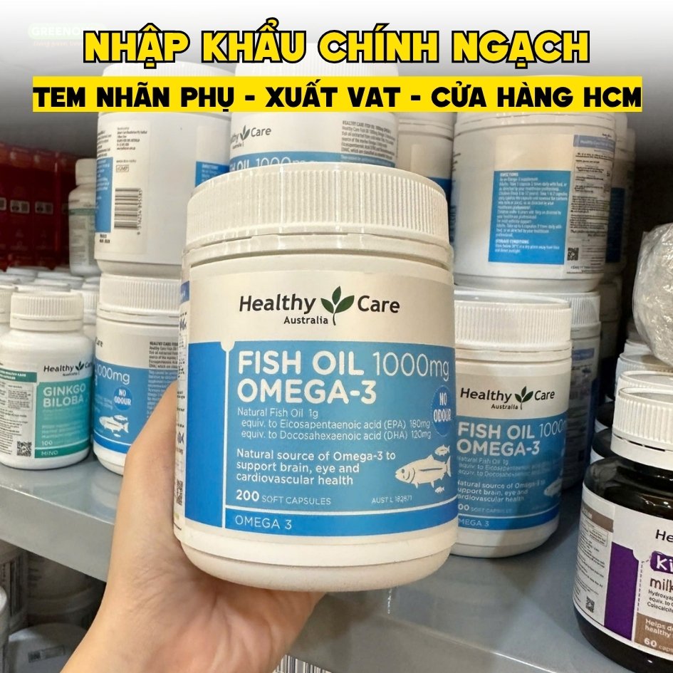 Healthy Care Viên Dầu Cá Bổ Sung Omega 3 Fish Oil 1000mg, Dùng Được Cho Trẻ - Chính Ngạch Úc