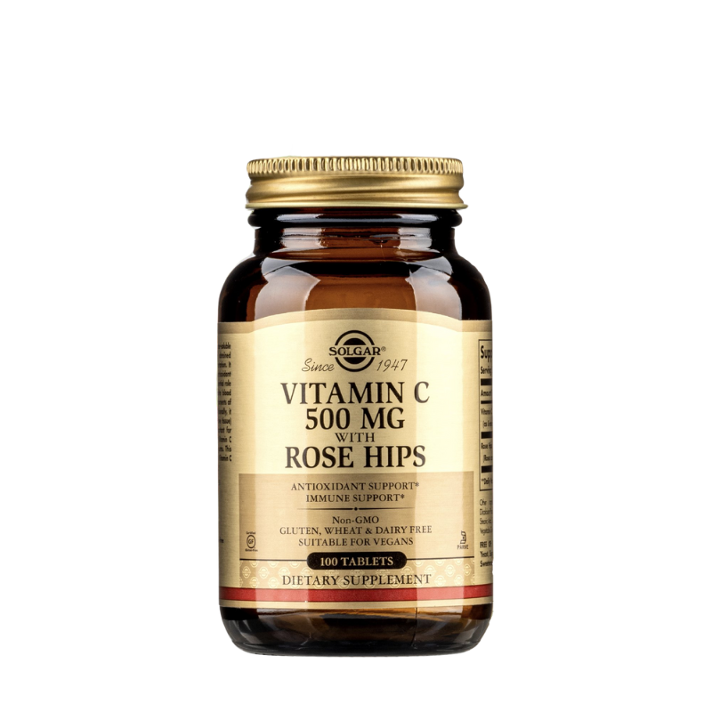 Solgar Viên Uống Bổ Sung Vitamin C 500MG Kết Hợp Quả Hồng Hạc Rose Hips Tăng Đề Kháng 100 Viên
