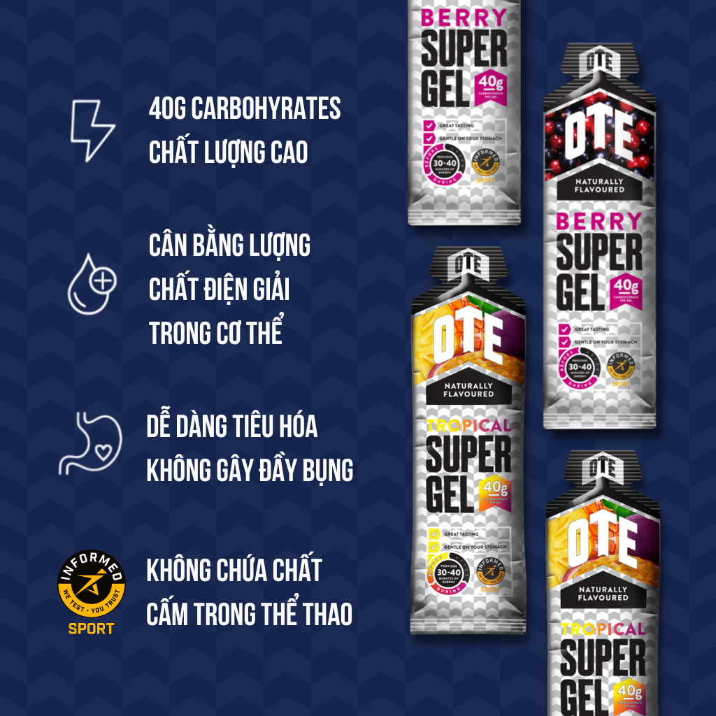 OTE Super Gel Năng Lượng Thế Hệ Mới Dùng Trong Chạy Bộ, Thể Thao
