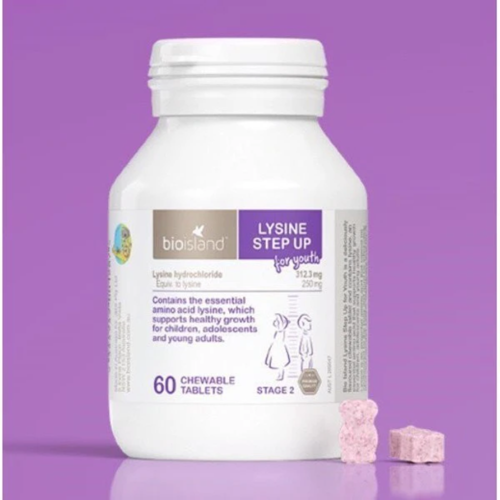 Viên Nhai Bổ Sung Lysine Hỗ Trợ Tăng Chiều Cao Cho Trẻ Từ 6 Tuổi Trở Lên - Bio Island Của Úc 60 Viên