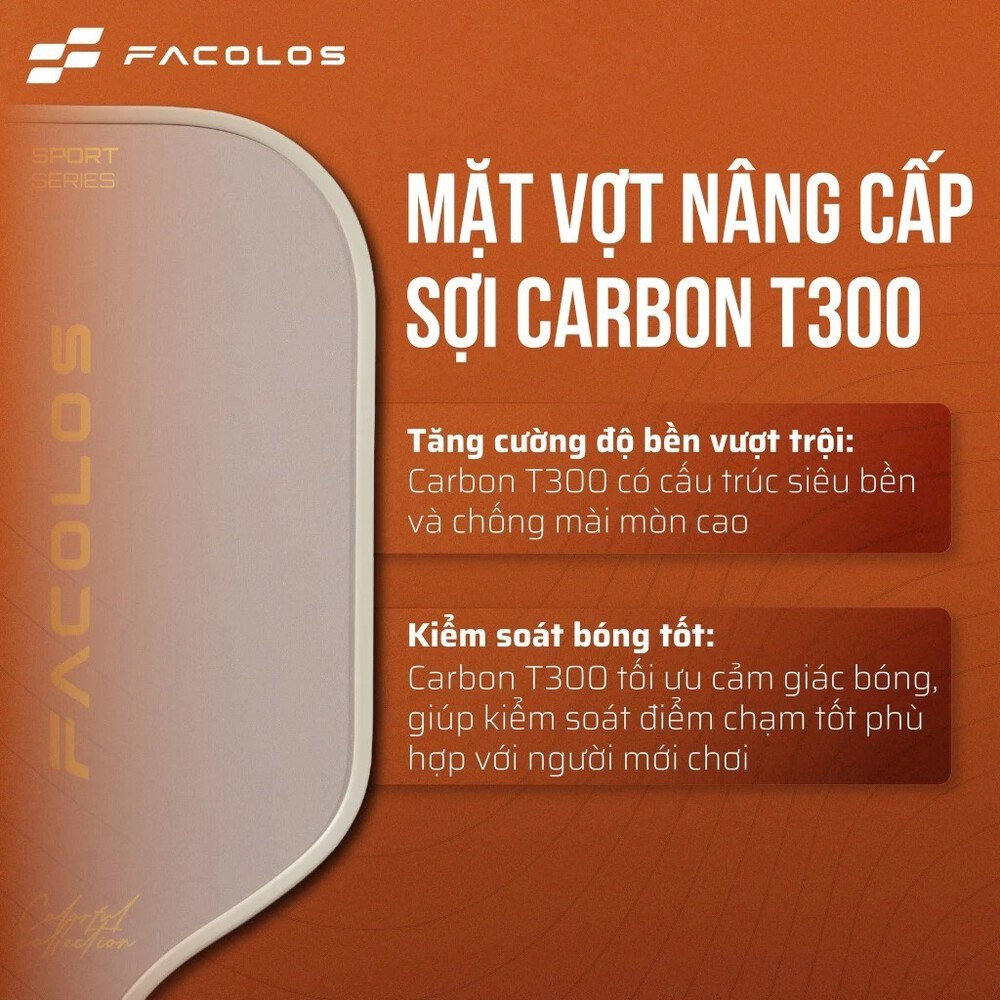 Facolos Vợt Pickleball Sport Series 2025 Màu Xám Nâu Brown Twist