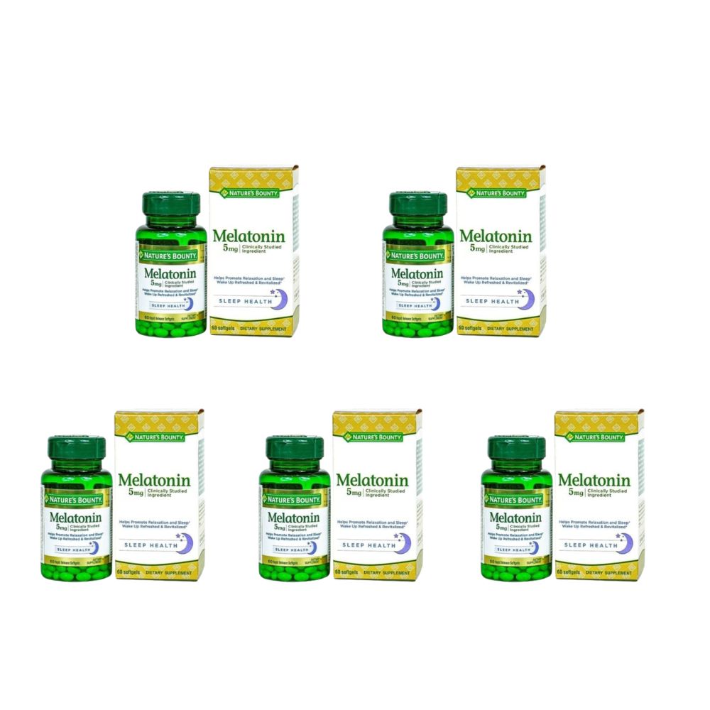 Combo 5 Hộp Nature’s Bounty Thuốc Hỗ Trợ Điều Hòa Giấc Ngủ Pharmekal Melatonin 5Mg 60 Viên