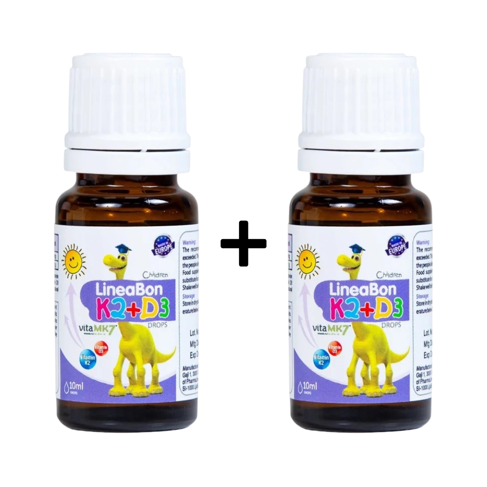 Combo 2 Hộp Lineabon K2 + D3 Dung Dịch Bổ Sung Vitamin Giúp Bé Ngủ Ngon, Tăng Chiều Cao Chai 10ml