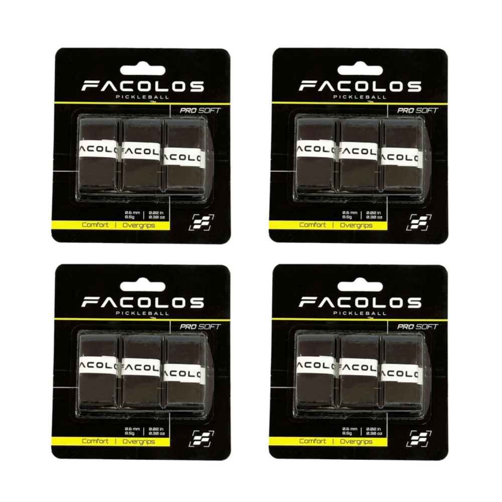 Combo 12 Cái Facolos Cuốn Cán Vợt Pickleball Pro Grips Màu Đen