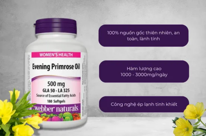 Webber Naturals Viên Uống Dầu Hoa Anh Thảo Bổ Sung Omega 6 Evening Primrose Oil GLA Hộp 180 viên